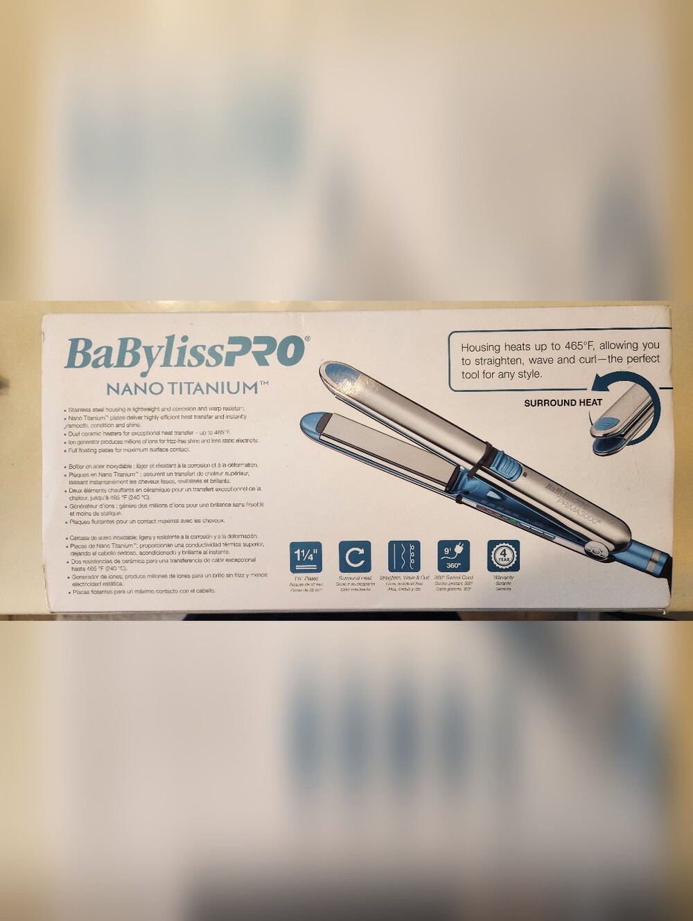 BaBylissPRO Nano Titanium Prima3000 1¼" Flat Iron - Blue/Silver - Picture 5 of 7